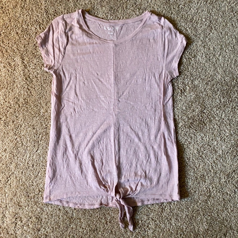 Loft pink linen tie tshirt
